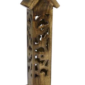 Hand-Carved Wooden Incense Tower - 4-sided