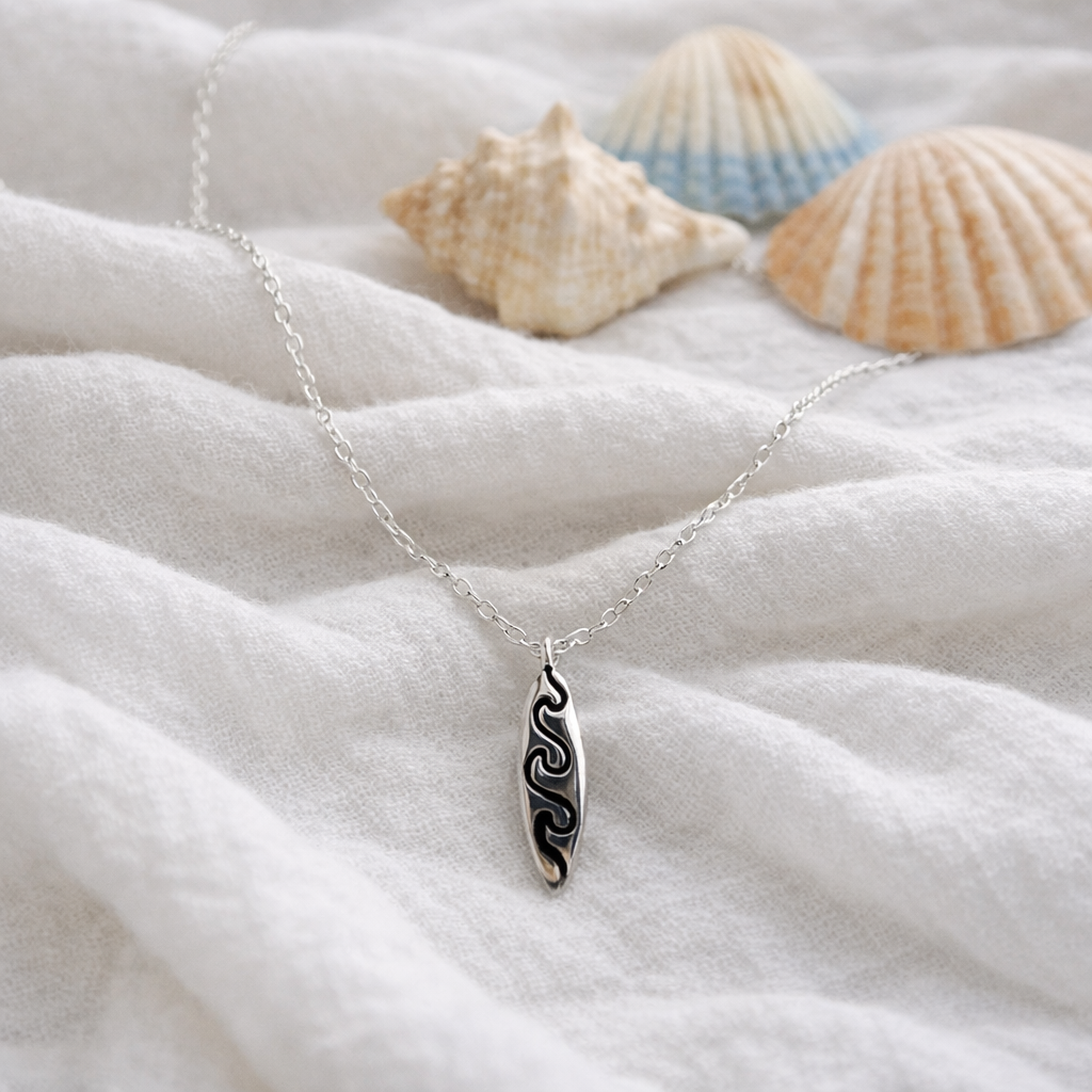 925 Sterling Silver 45cm Surfboard Necklace