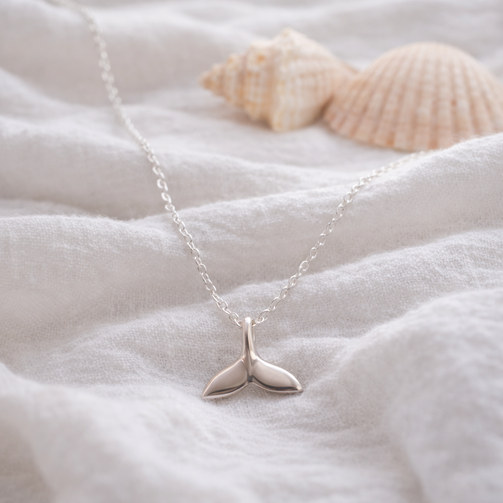 925 Sterling Silver 42cm Whale Tail Necklace