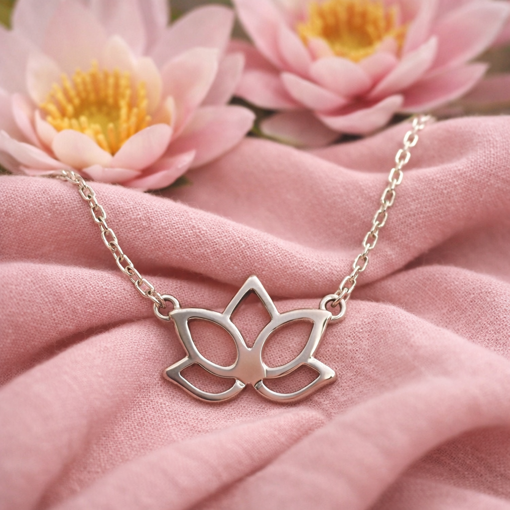 925 Sterling Silver 42cm Lotus Necklace