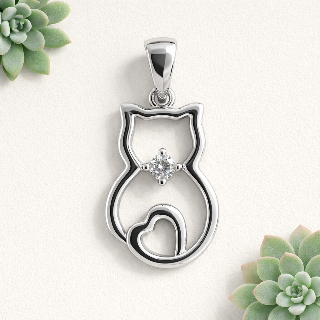 925 Sterling Silver 2cm Cat Pendant