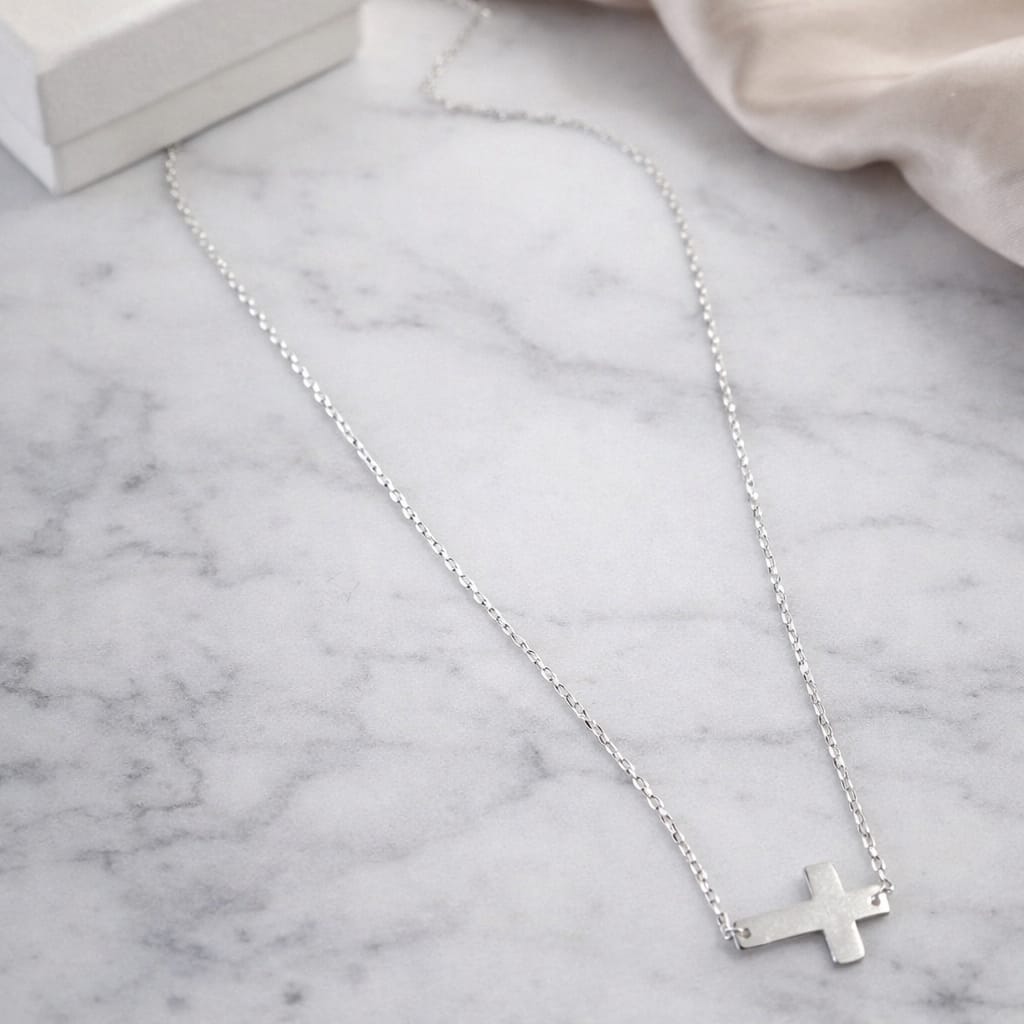925 Sterling Silver 42cm Cross Necklace