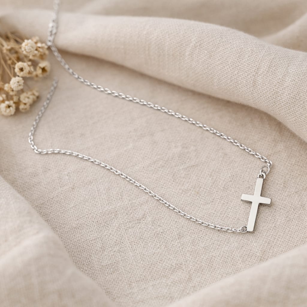 925 Sterling Silver 40cm Cross Necklace