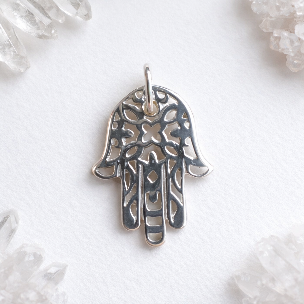 925 Sterling Silver Hamsa Hand Pendant
