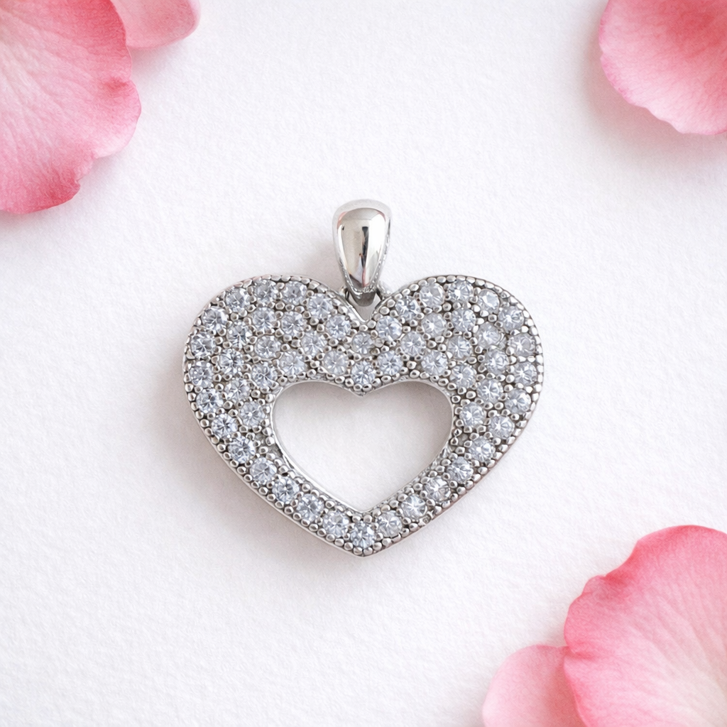 925 Sterling Silver Cubic Zirconia Heart Pendant