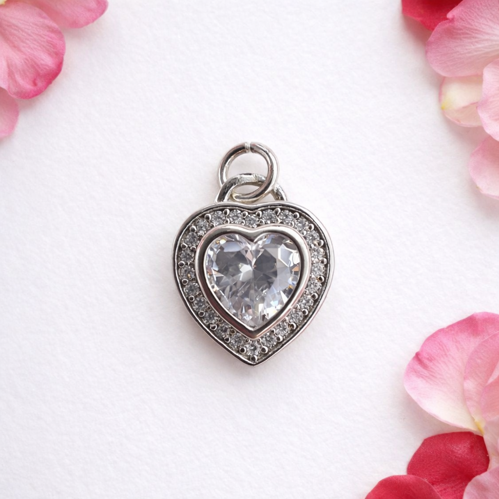 925 Sterling Silver Cubic Zirconia Heart Pendant