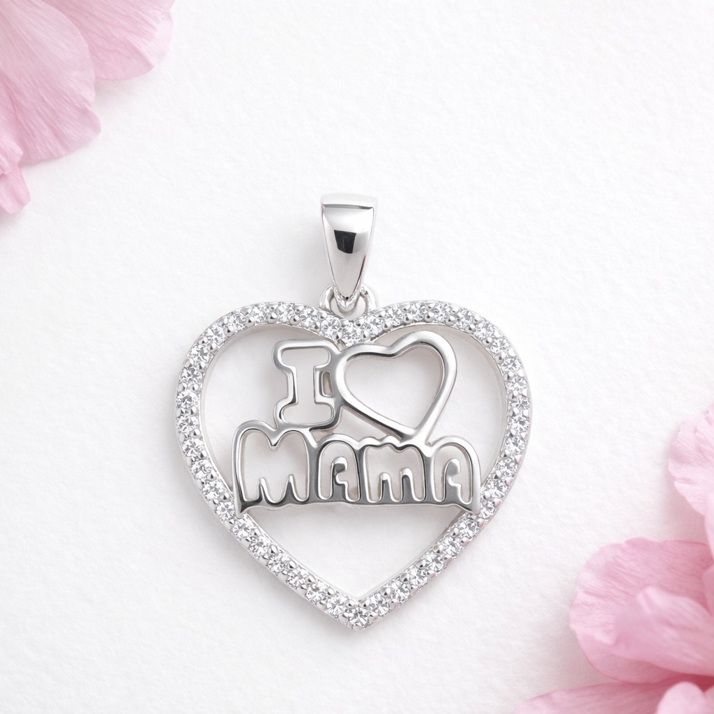 925 Sterling Silver "Mama" Heart Pendant