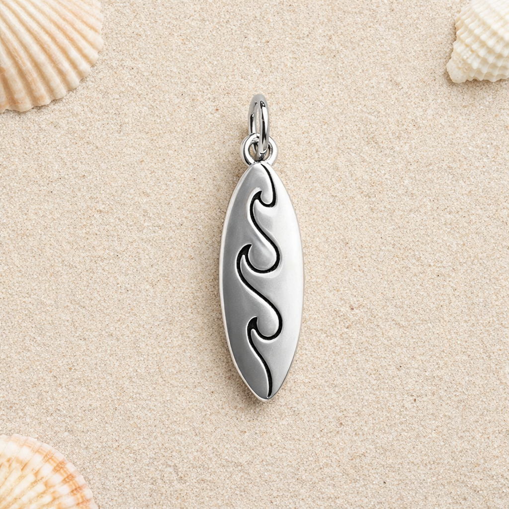 925 Sterling Silver Surfboard Pendant