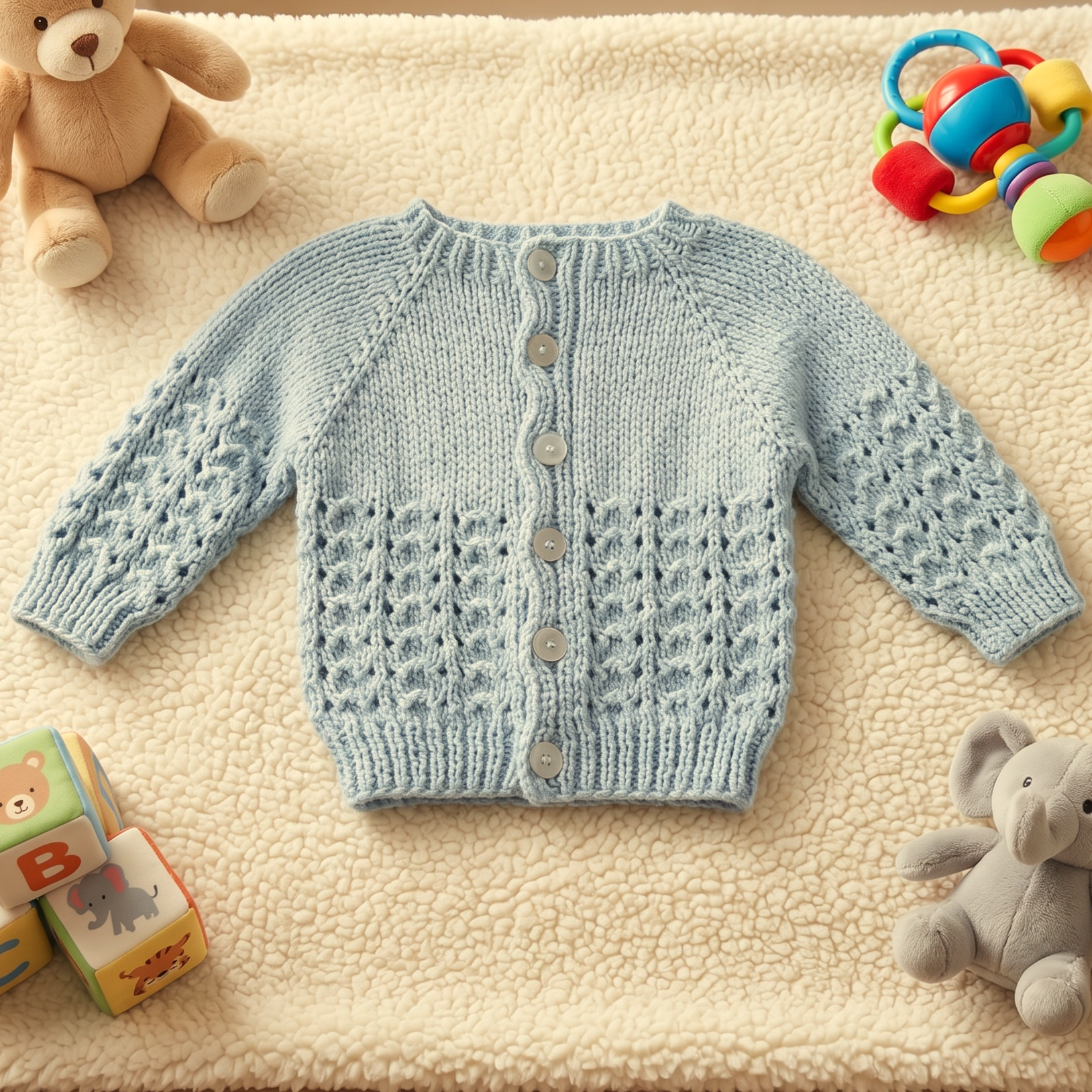 Knitted Baby Jersey - Light Blue