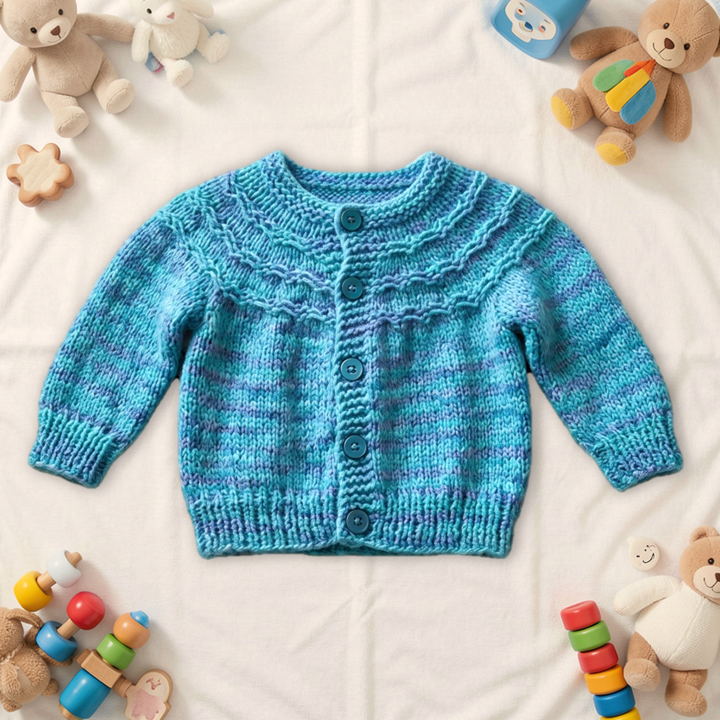 Knitted Baby Jersey - Blue & Green