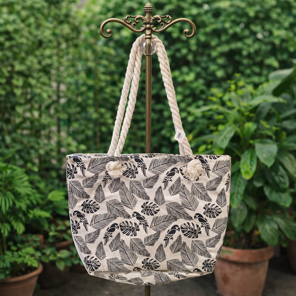 Day Bag - Black & White Tropical
