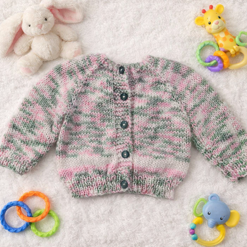 Knitted Baby Jersey - Pink & Grey