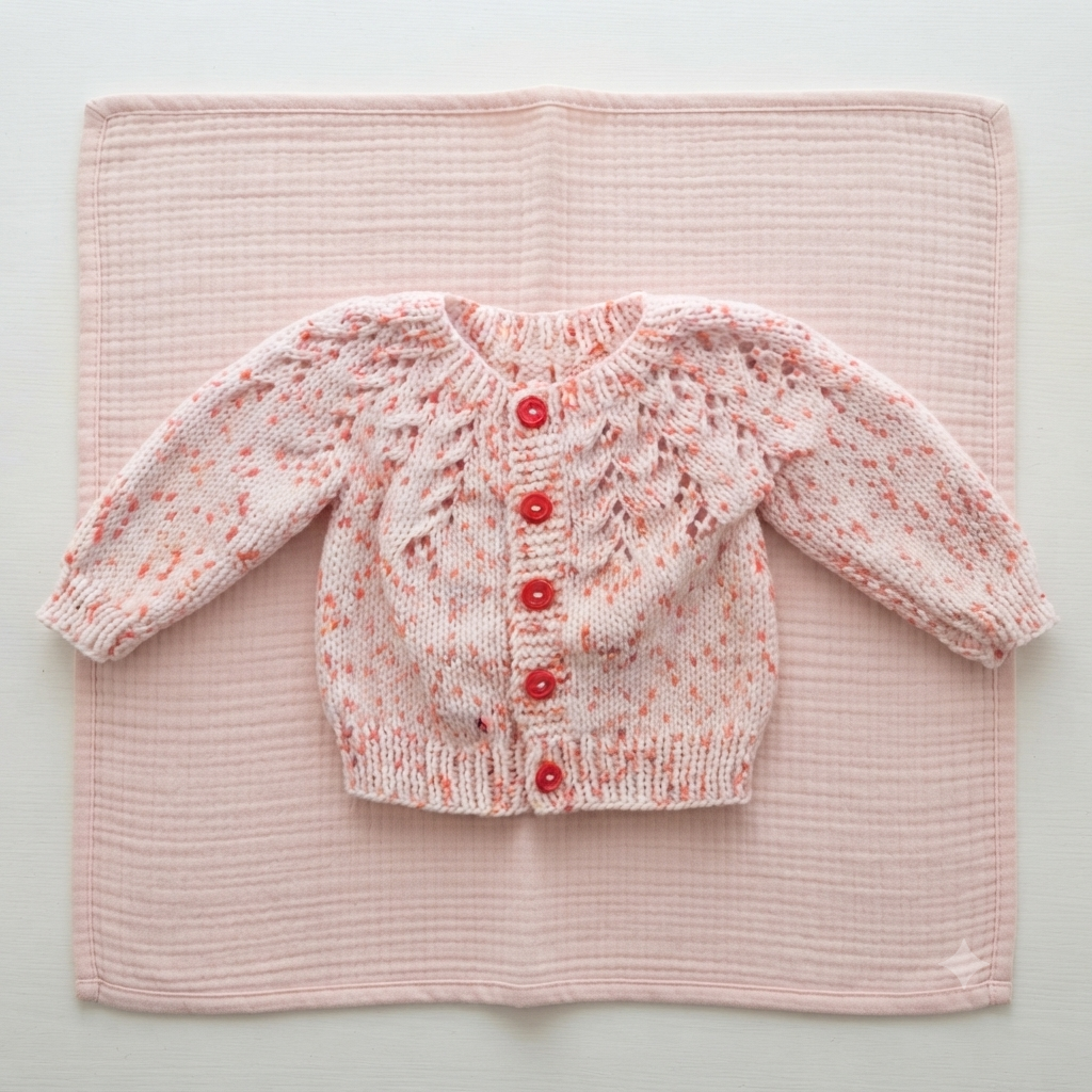 Knitted Baby Jersey - Pink & White