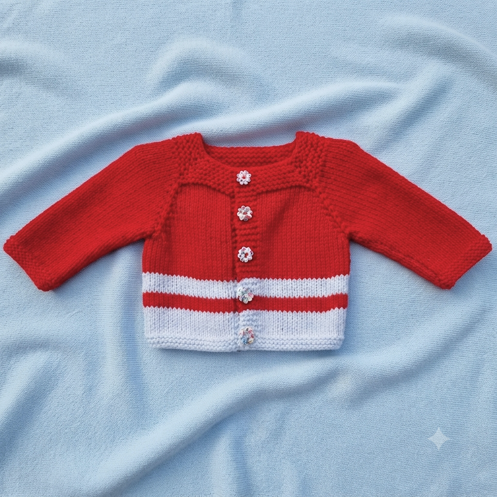 Knitted Baby Jersey - Red & Blue