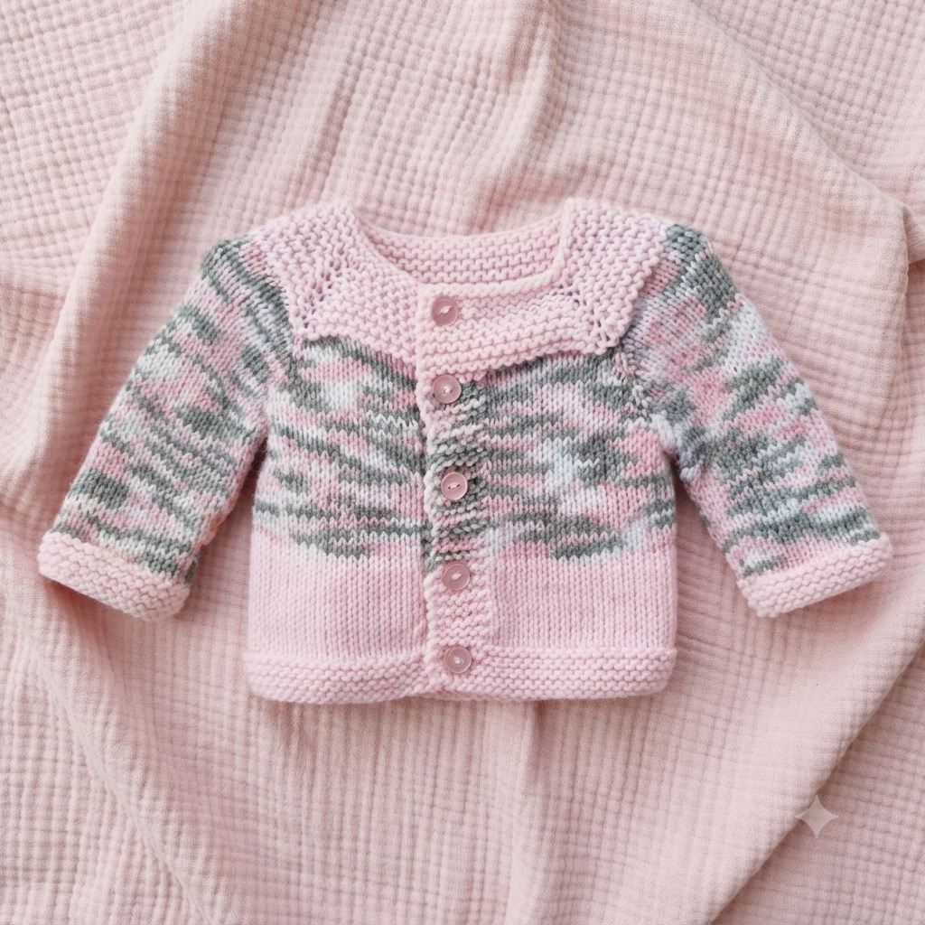 Knitted Baby Jersey - Pink & Grey