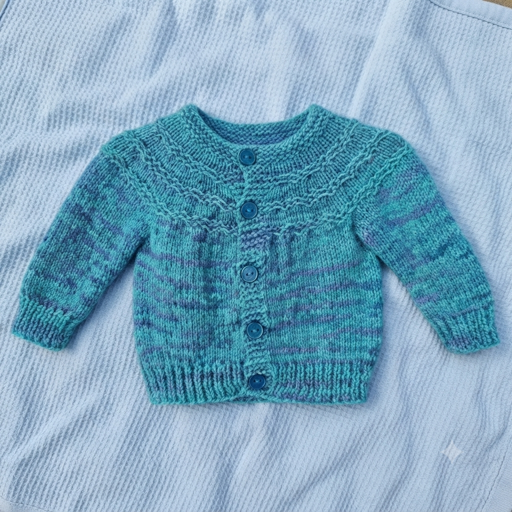 Knitted Baby Jersey - Blue & Green