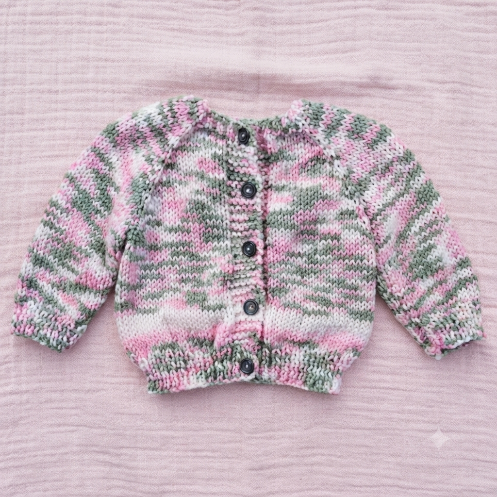 Knitted Baby Jersey - Pink & Grey