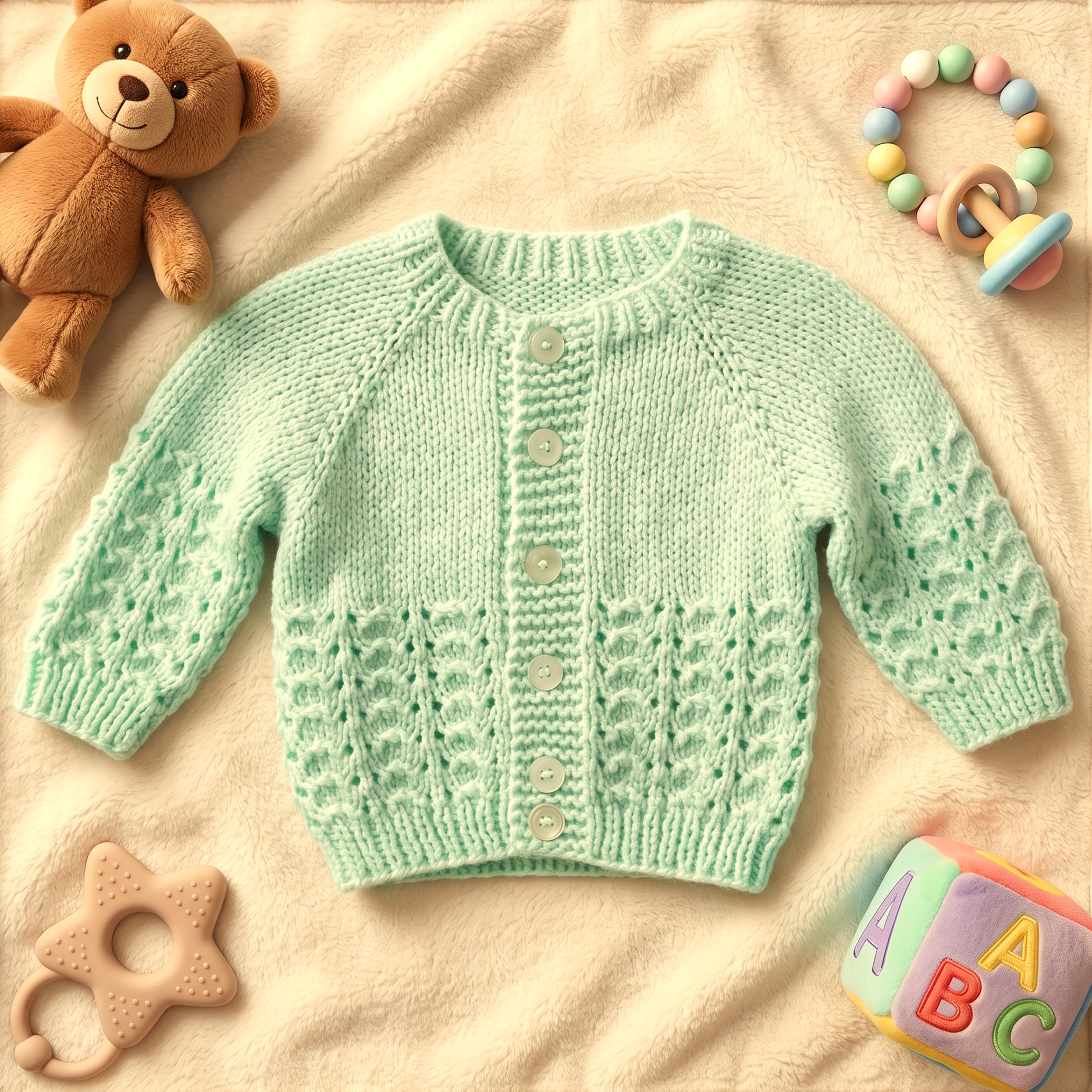 Knitted Baby Jersey - Light Green