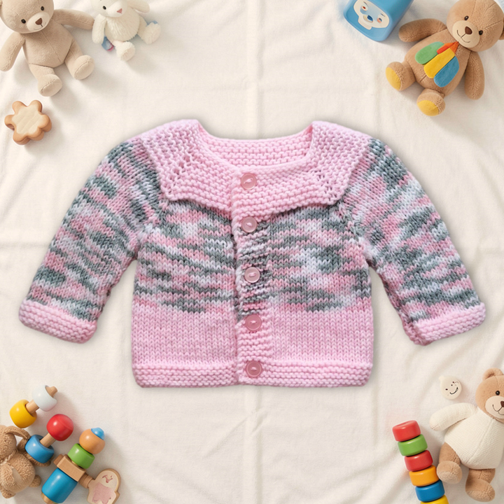 Knitted Baby Jersey - Pink & Grey