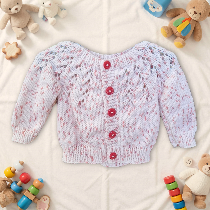Knitted Baby Jersey - Pink & White