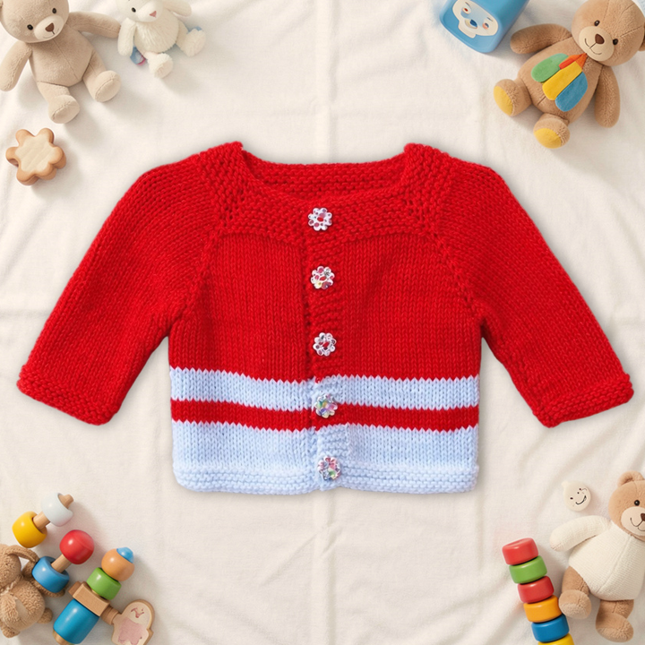 Knitted Baby Jersey - Red & Blue