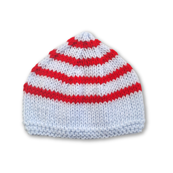 Knitted Baby Beanie - Red & Blue