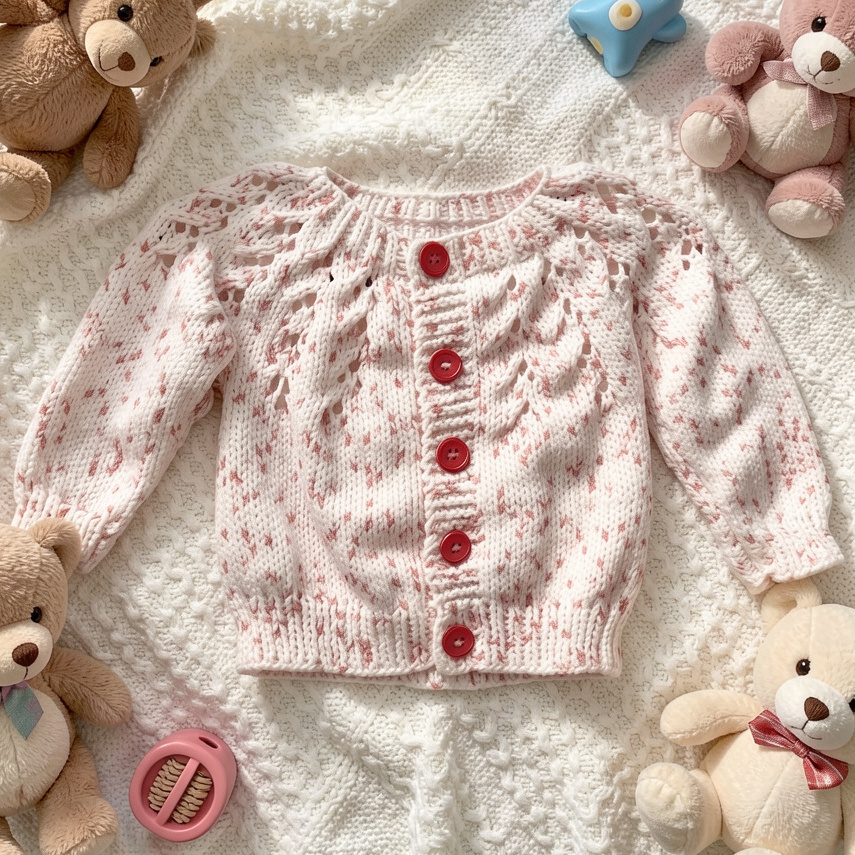 Knitted Baby Jersey - Pink & White