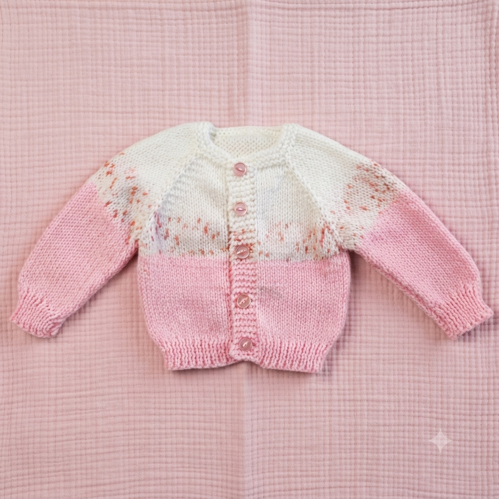 Knitted Baby Jersey - Pink & White
