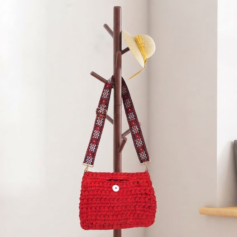 Red Crochet Cotton Bag