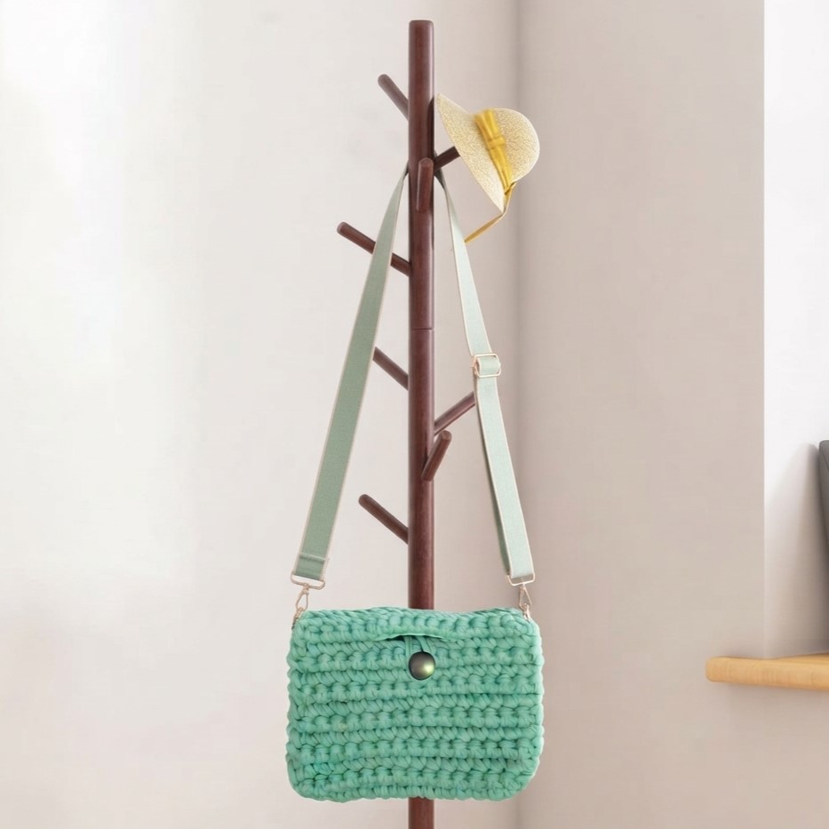 Mint Green Crochet Cotton Bag
