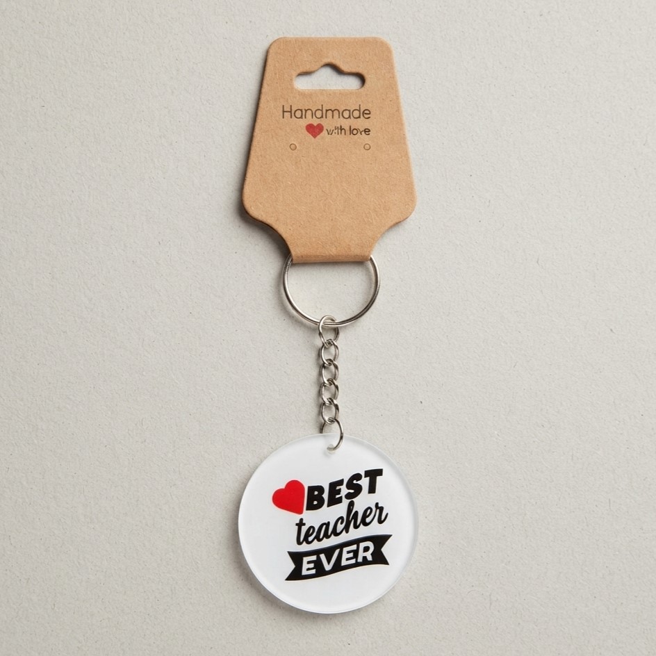 Best Teacher Ever (Black & White) Perspex Keyring