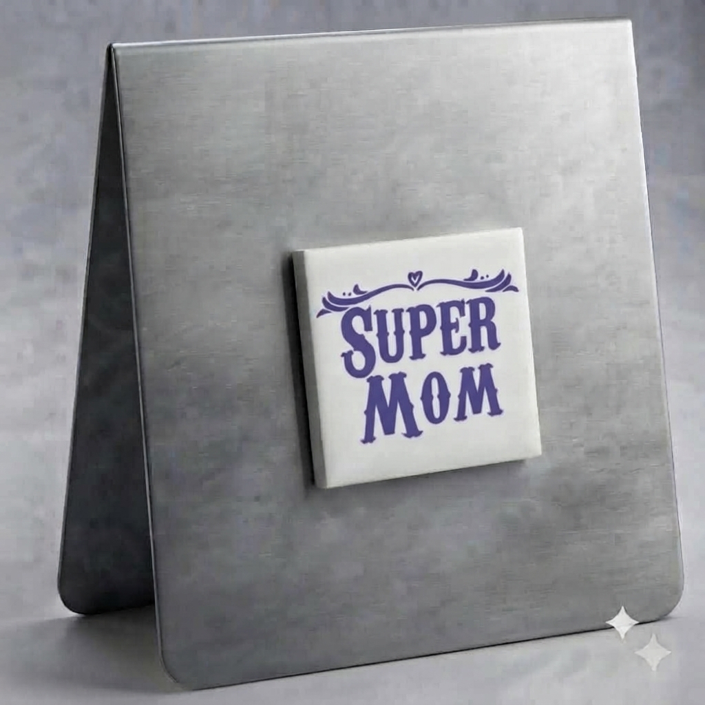 Super Mom Magnet (Purple on White)