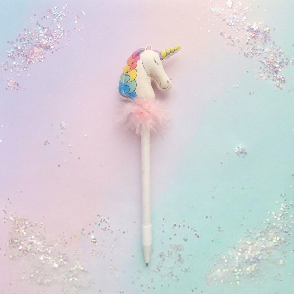 Unicorn Fluffy Pen (White)