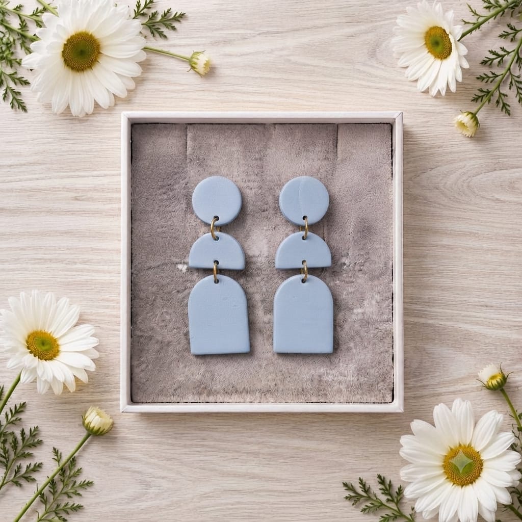 Powder Blue Clay Stud Earrings