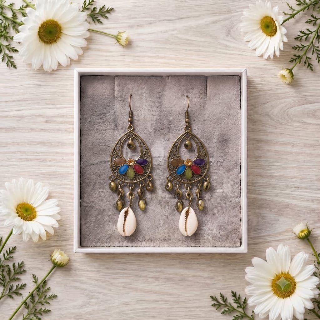 Boho Brass-toned Dangle Earrings
