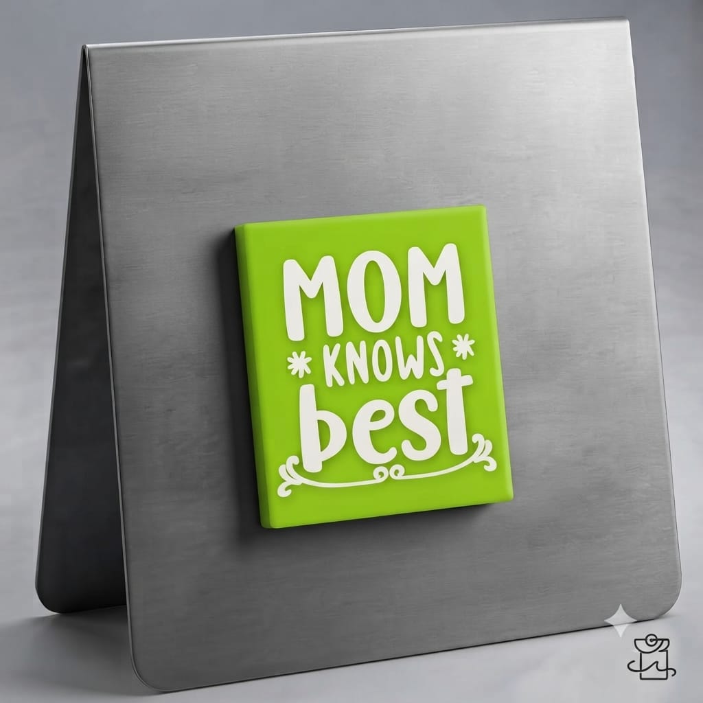 Mom Knows Best Magnet (White on Green)