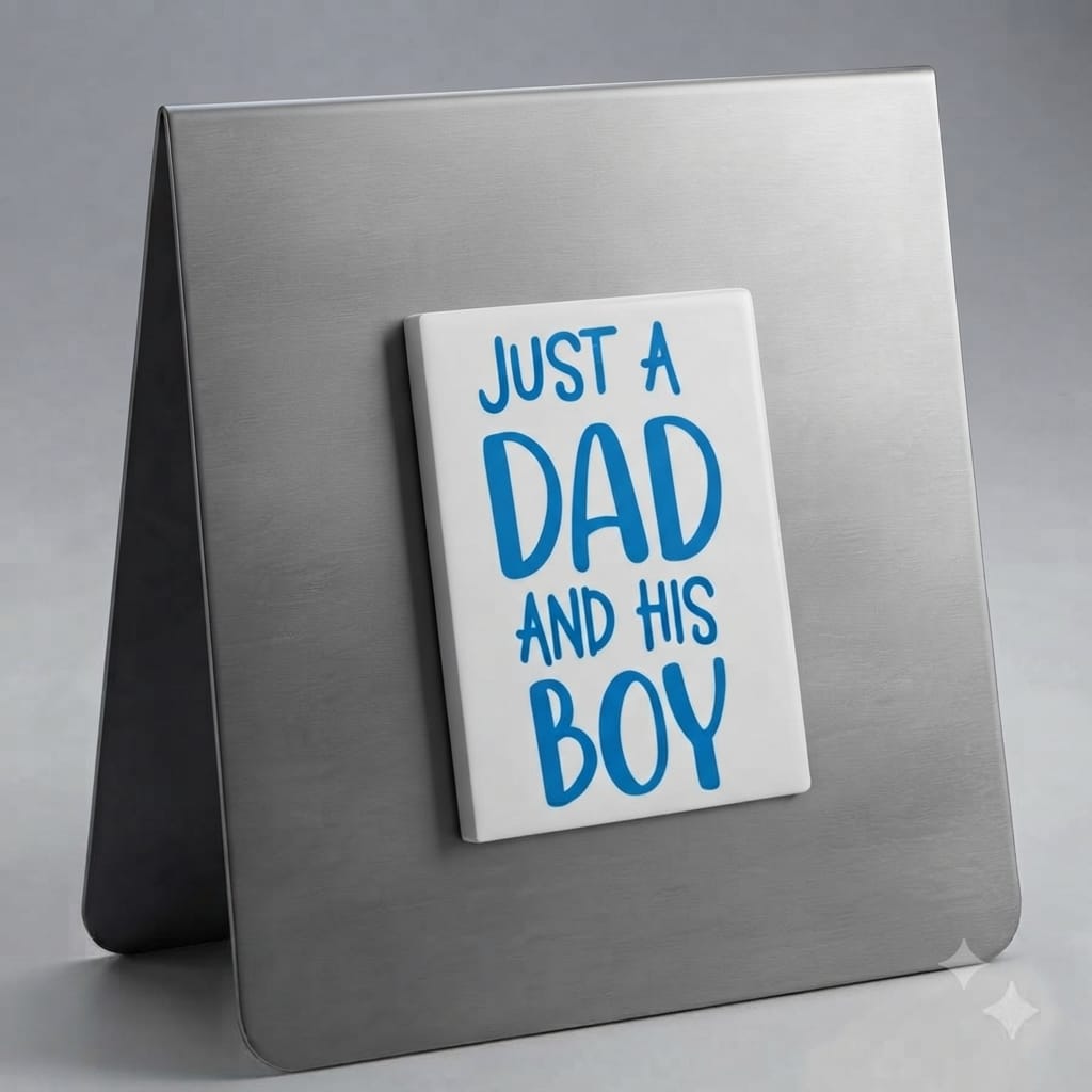 A Dad and His Boy Magnet (Blue on White)