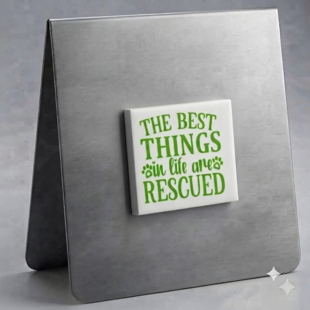 The Best things in Life are Rescued Magnet (Green on White)