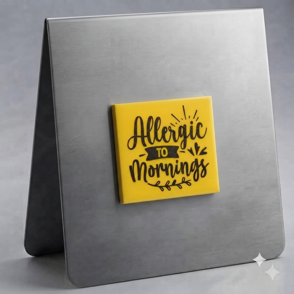 Allergic to Mornings Magnet (Black on Yellow)