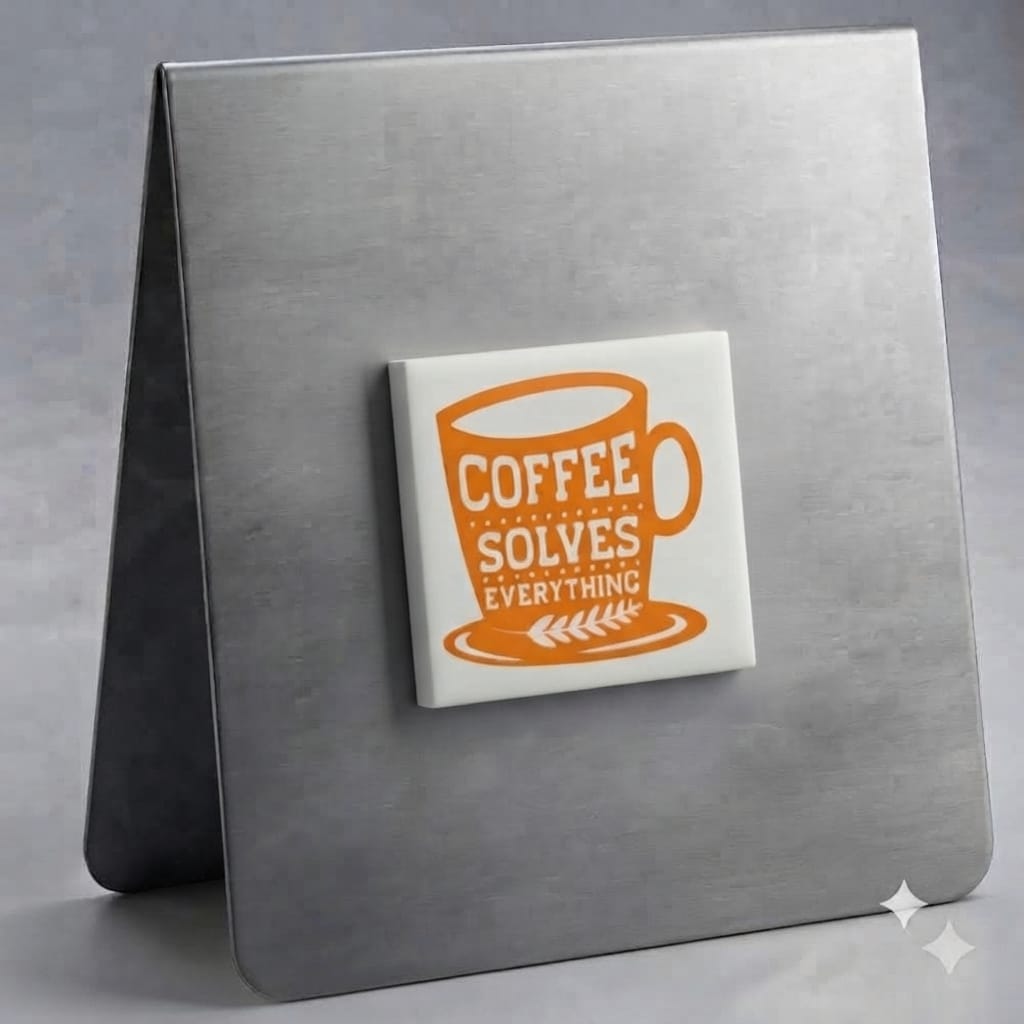 Coffee Solves Everything Magnet  (Orange on White)