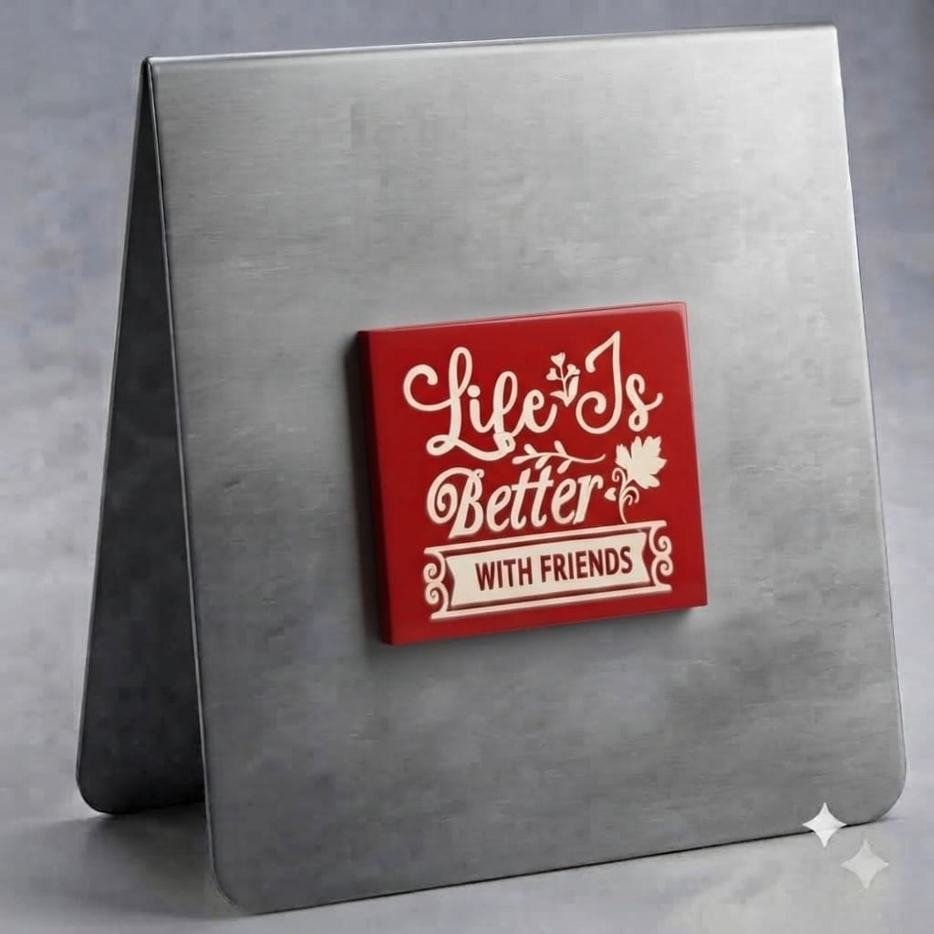 Life is Better with Friends Magnet (White on Red)