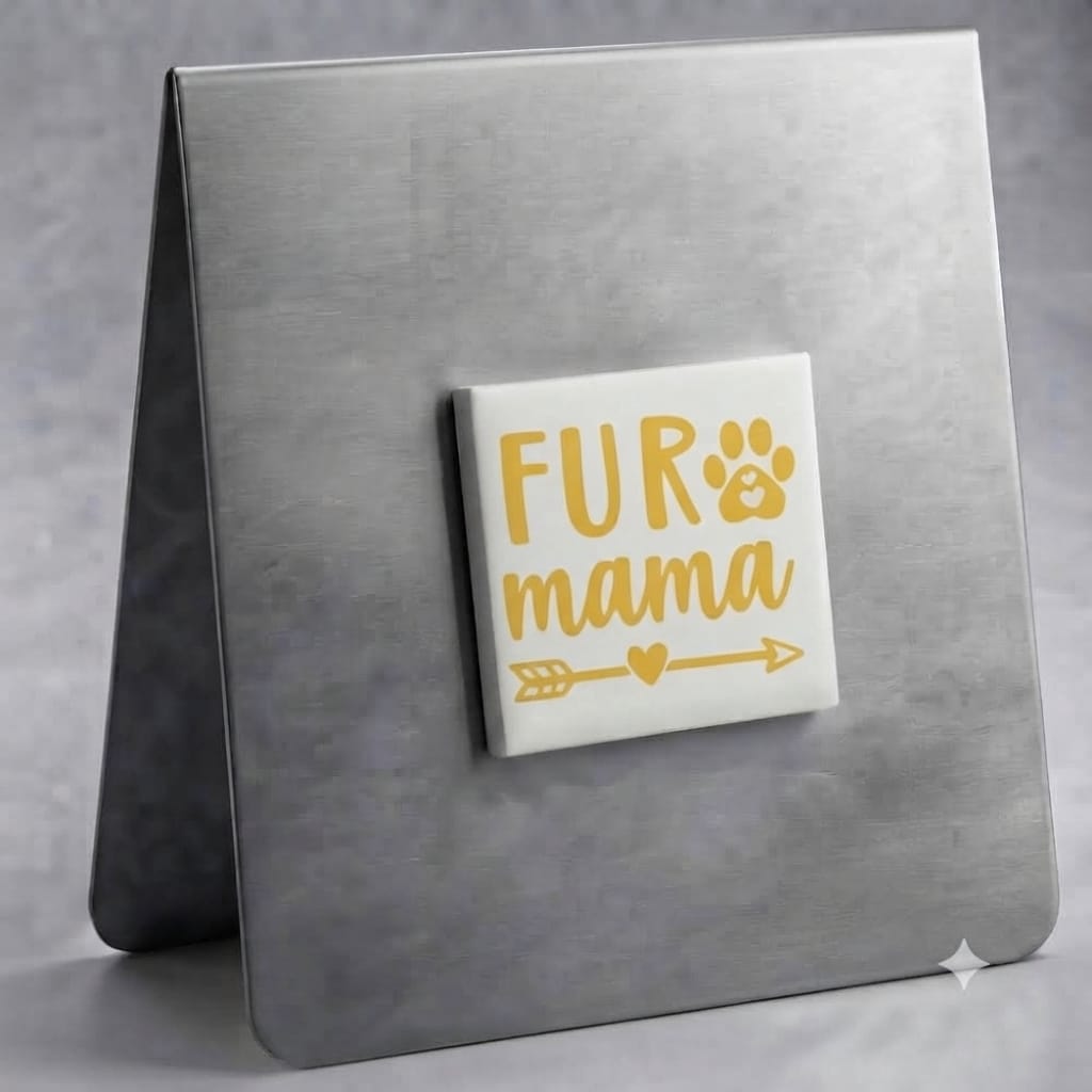 Fur Mama Magnet (Yellow on White)