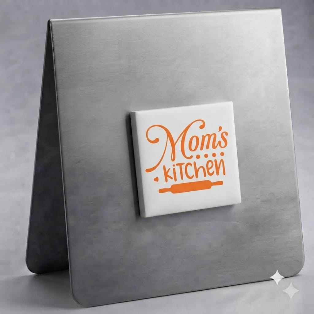 Moms Kitchen Magnet (Orange on White)