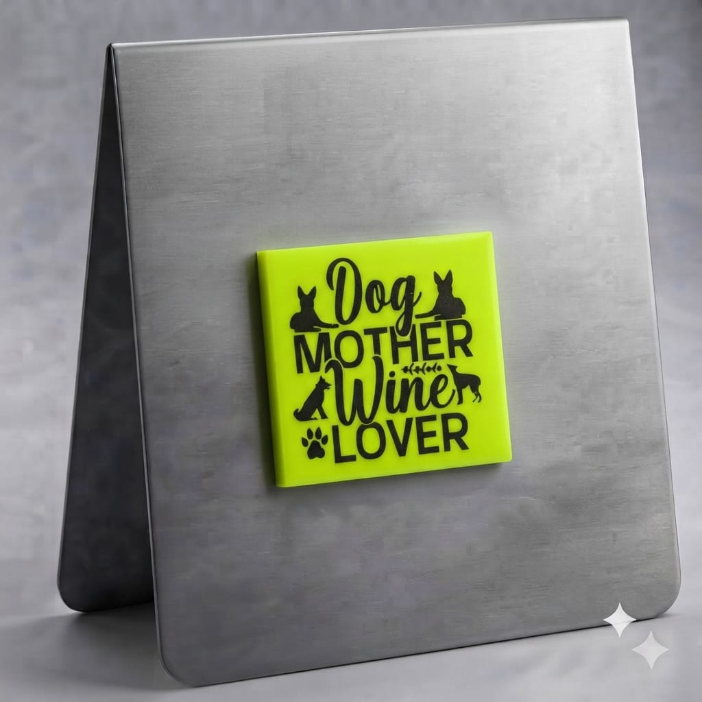 Dog Mother Wine Lover Magnet (Black on Green)