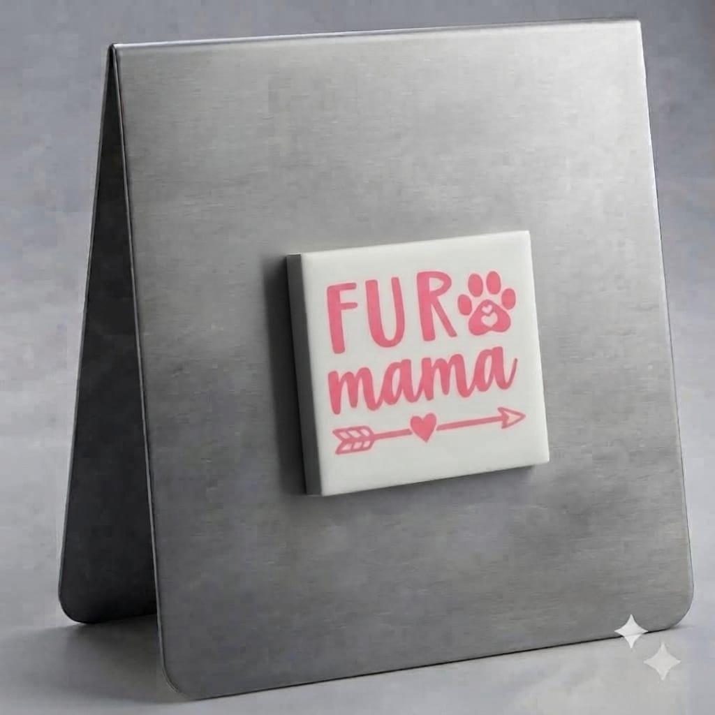 Fur Mama Magnet (Pink on White)