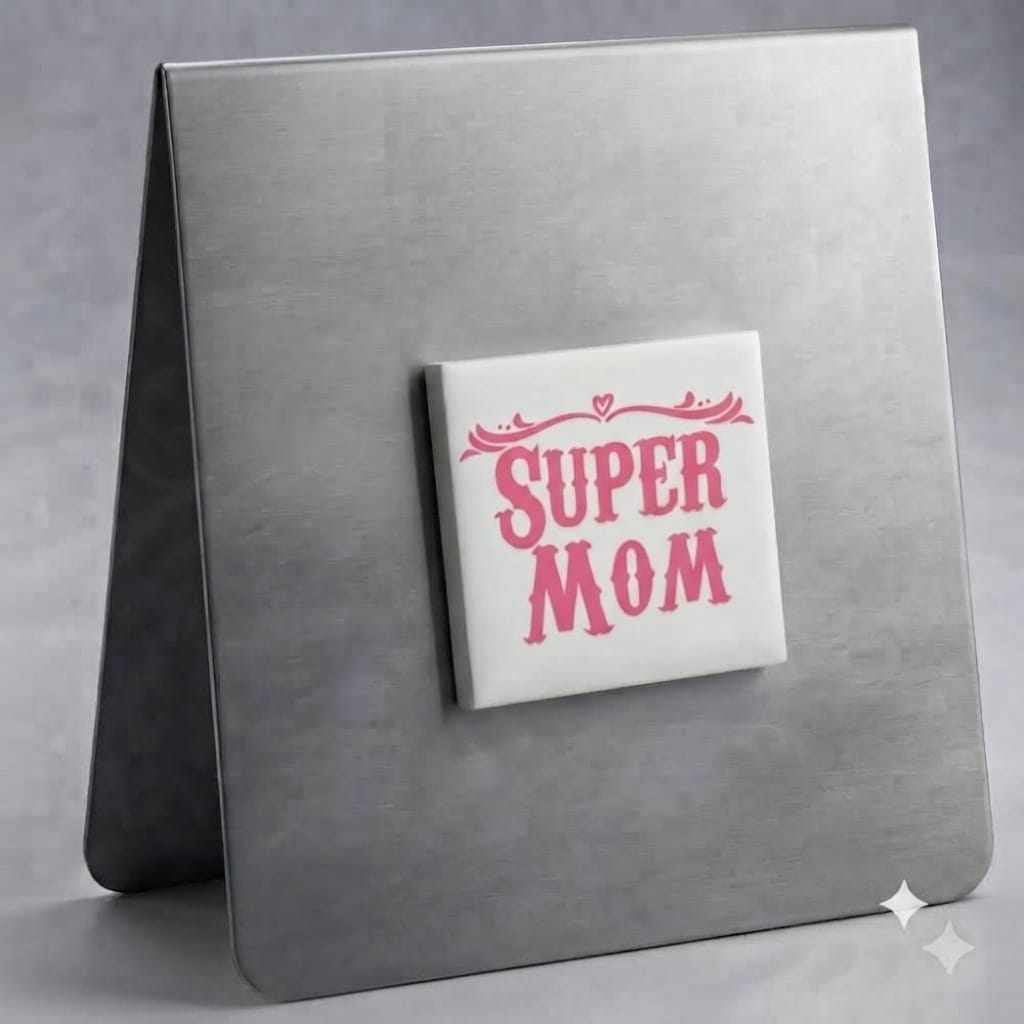 Super Mom Magnet (Pink on White)