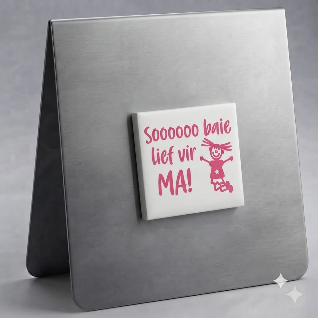 Lief vir Ma magnet (Pink on White)